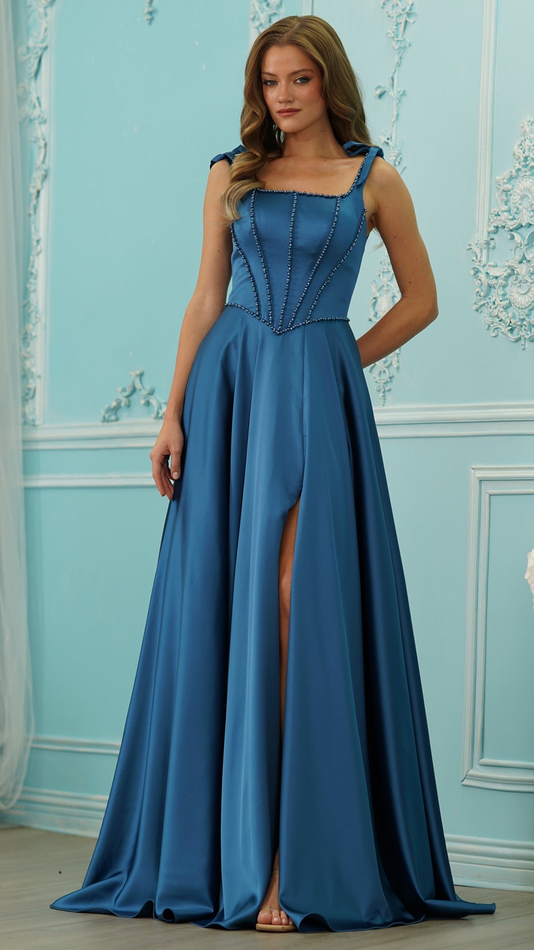 Square Floor-Length Satin Occasion A-Line Colors 4006