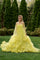 Prom Dresses Long Formal Floral Applique Cape Prom Dress Yellow