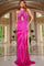 Prom Dresses Beaded Long Mermaid Formal Prom Dress Dark Pink