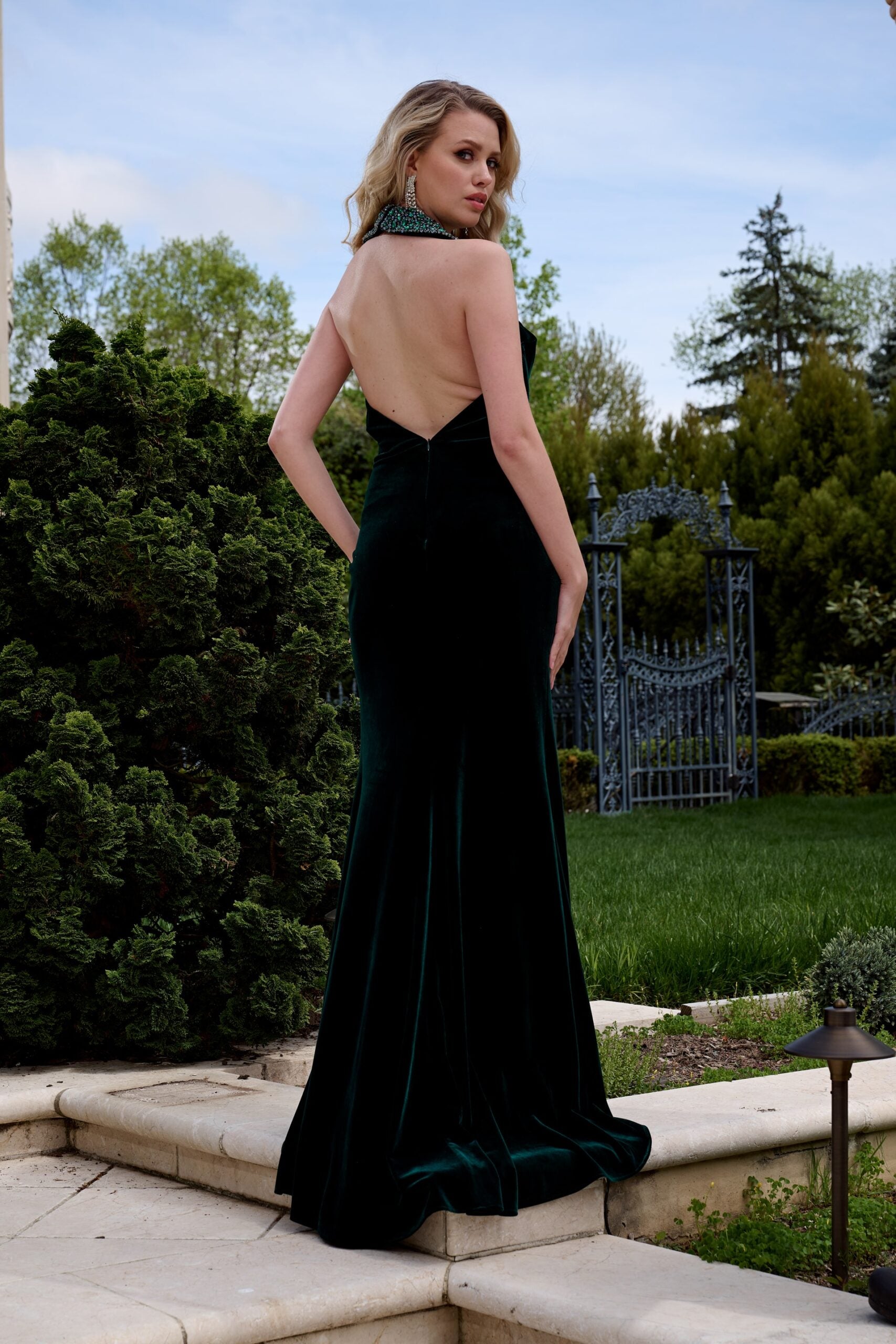 Prom Dresses Long Fitted Formal Velvet Prom Dress Hunter