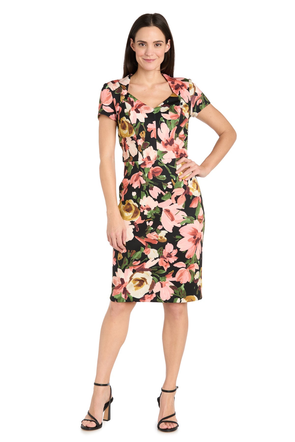 R&M Richards 4015 Fitted Short Cocktail Pintid Knee Length Dress