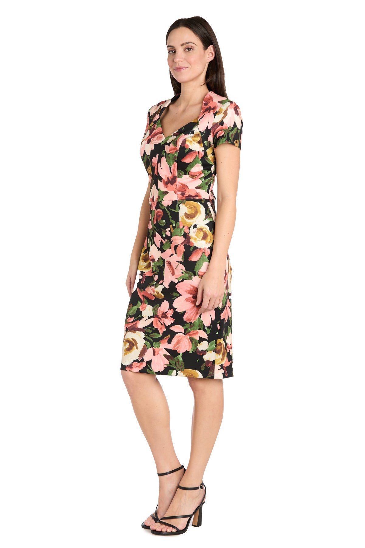 R&M Richards 4015 Fitted Short Cocktail Pintid Knee Length Dress