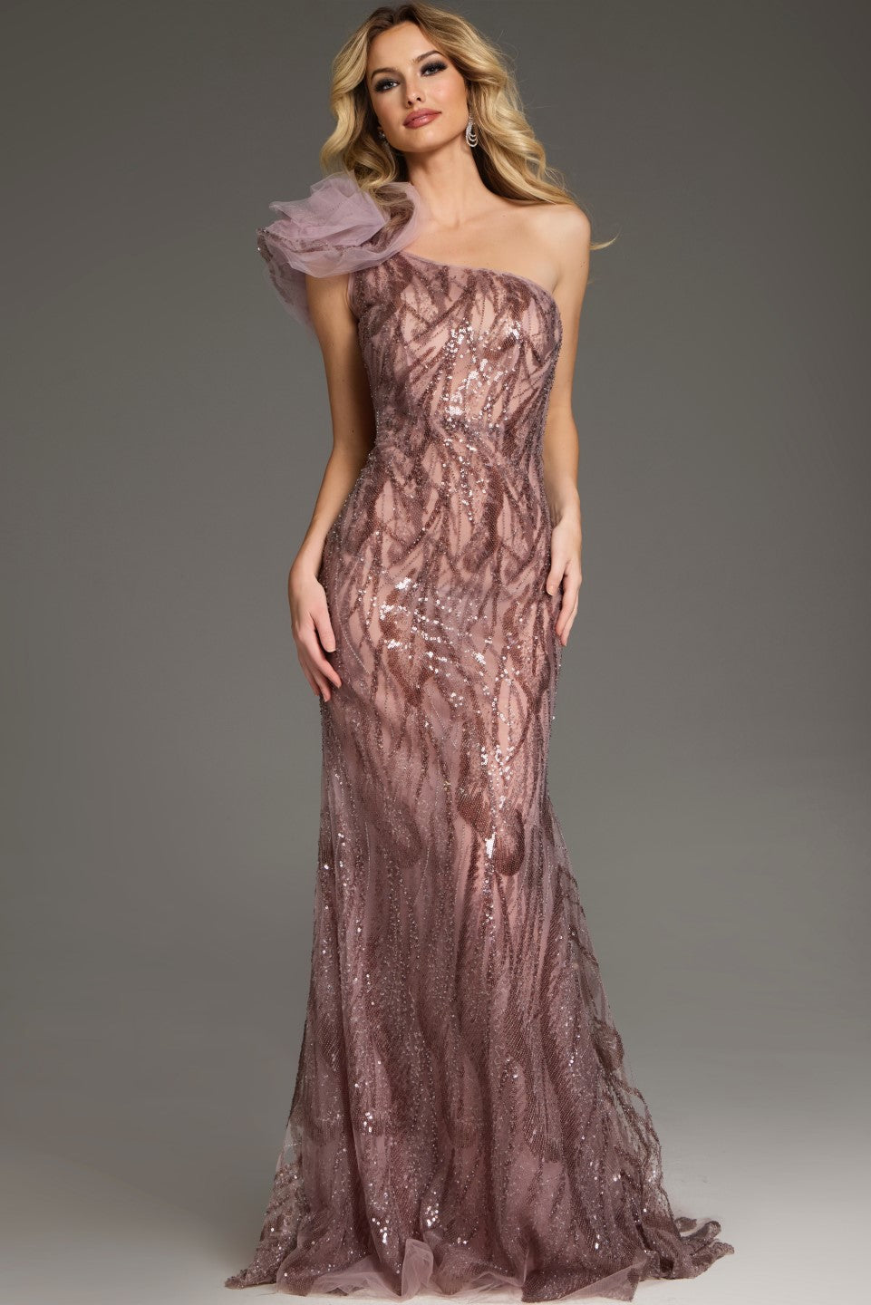 Prom Dresses Fitted Long Formal Sequin Evening Prom Dress Light Brown