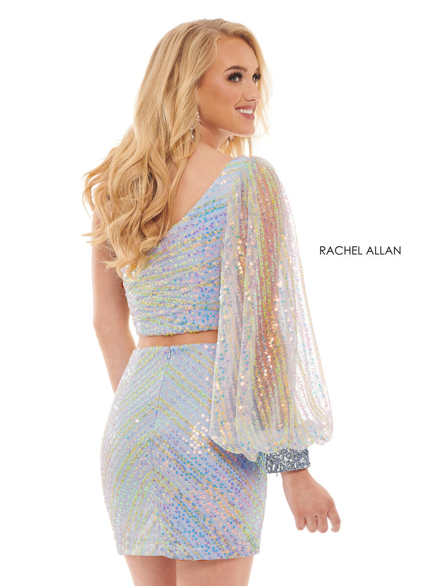 One-Shoulder Mini Sequin Cocktail Two-Piece Rachel Allan 40174