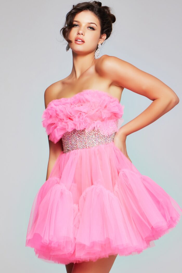 Cocktail Dresses Short Sequin Homecoming Cocktail Dress Hot-Pink