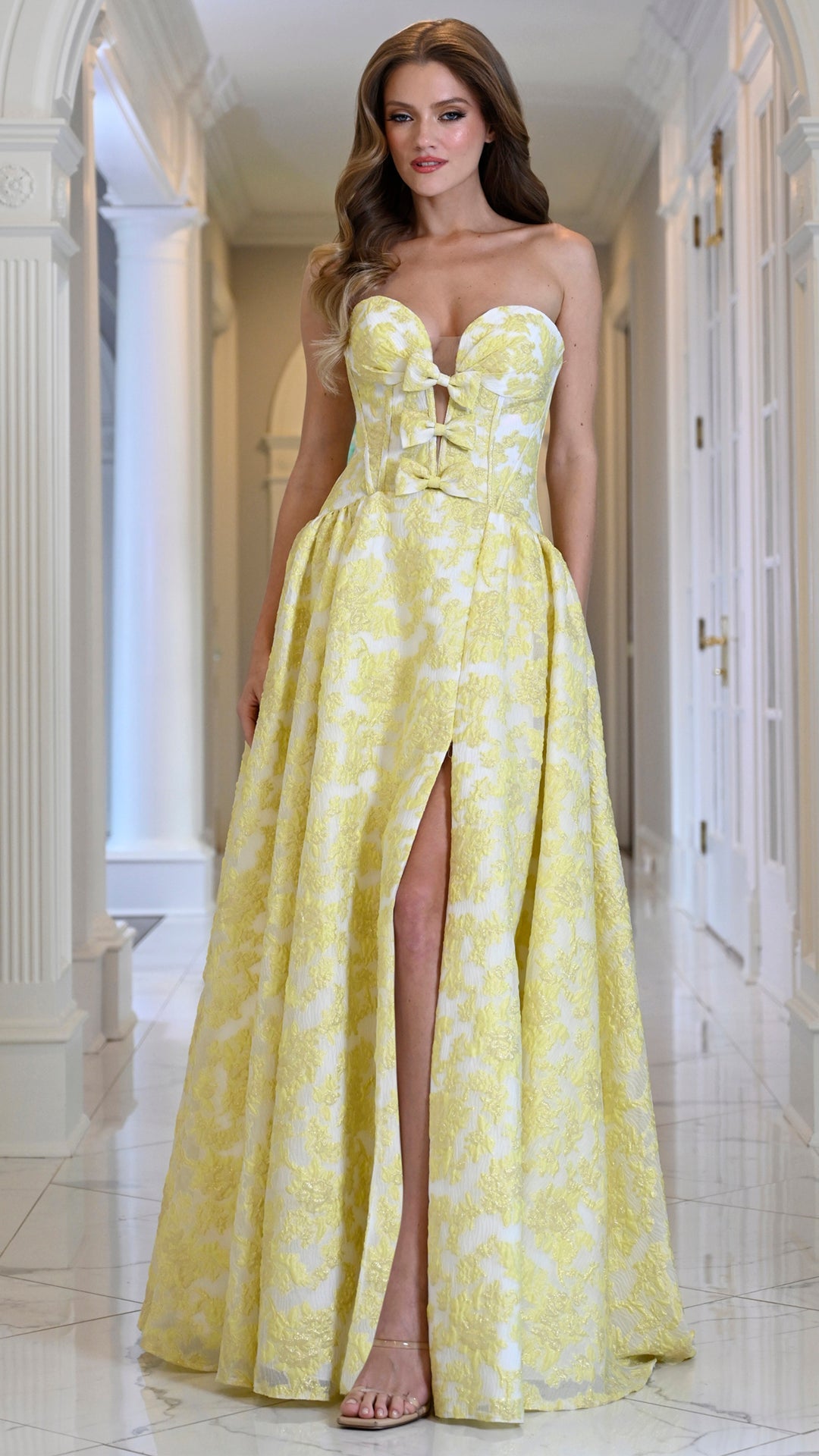 Strapless Curved Neck Floor-Length Lace Occasion Ball Gown Colors 4018