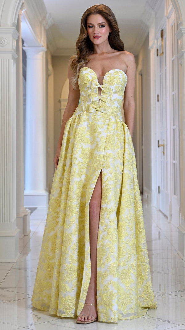 Strapless Curved Neck Floor-Length Lace Occasion Ball Gown Colors 4018