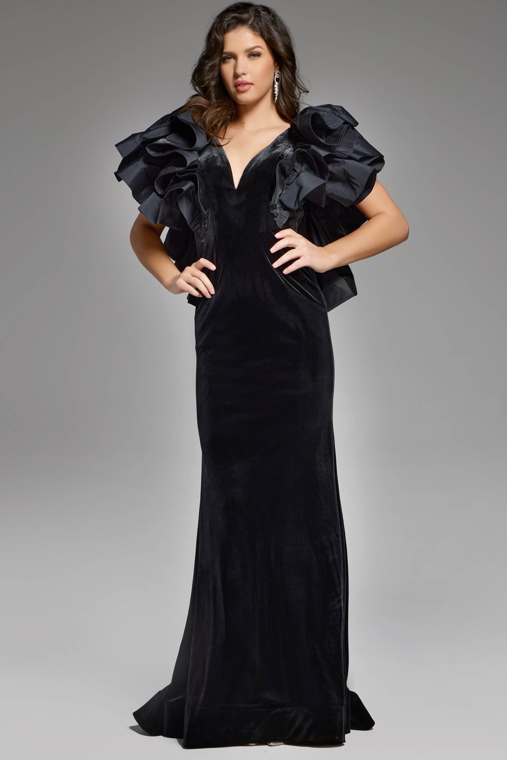 Formal Dresses Long Ruffle Mermaid Prom Formal Dress Jovani 40289 Black