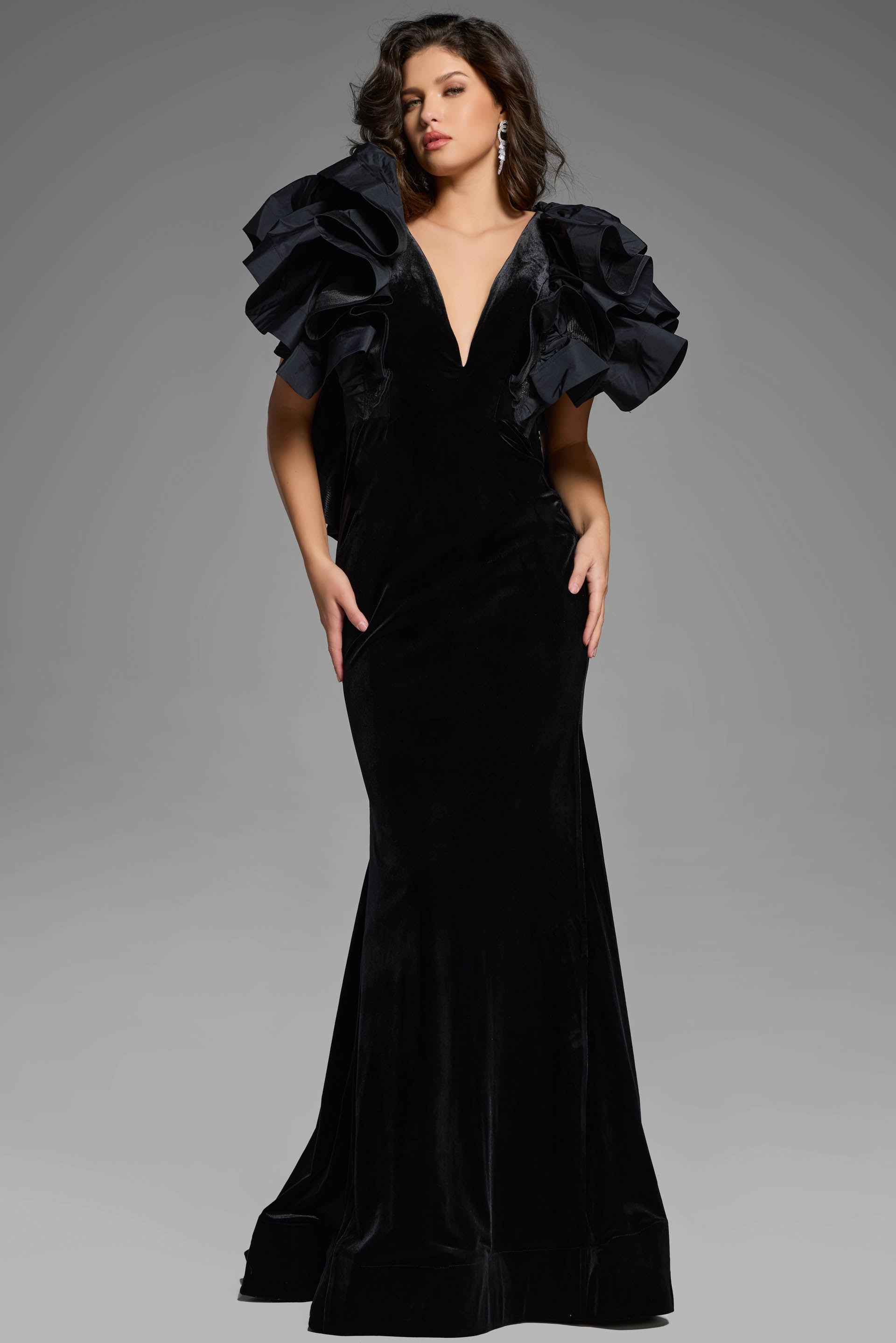 Formal Dresses Long Ruffle Mermaid Prom Formal Dress Jovani 40289 Black