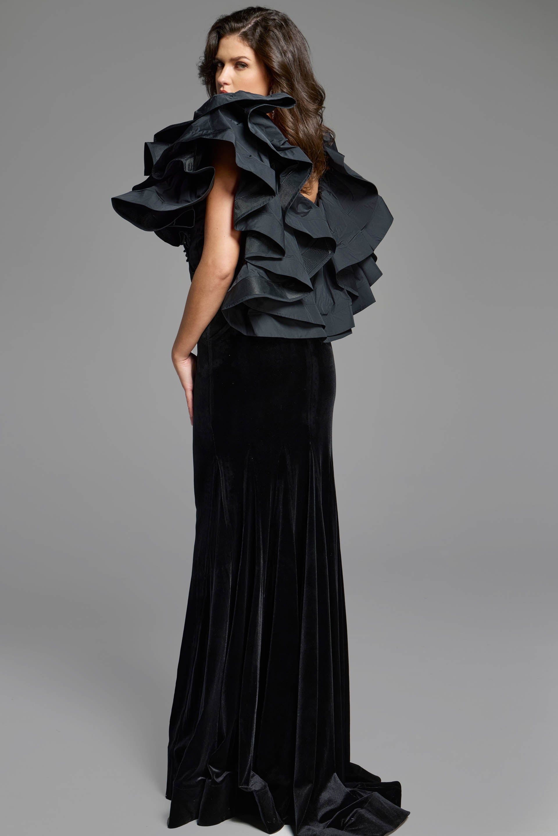 Formal Dresses Long Ruffle Mermaid Prom Formal Dress Jovani 40289 Black