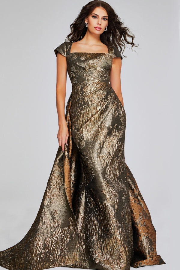 Jovani 40295 Long Metallic A Line Formal Evening Dress