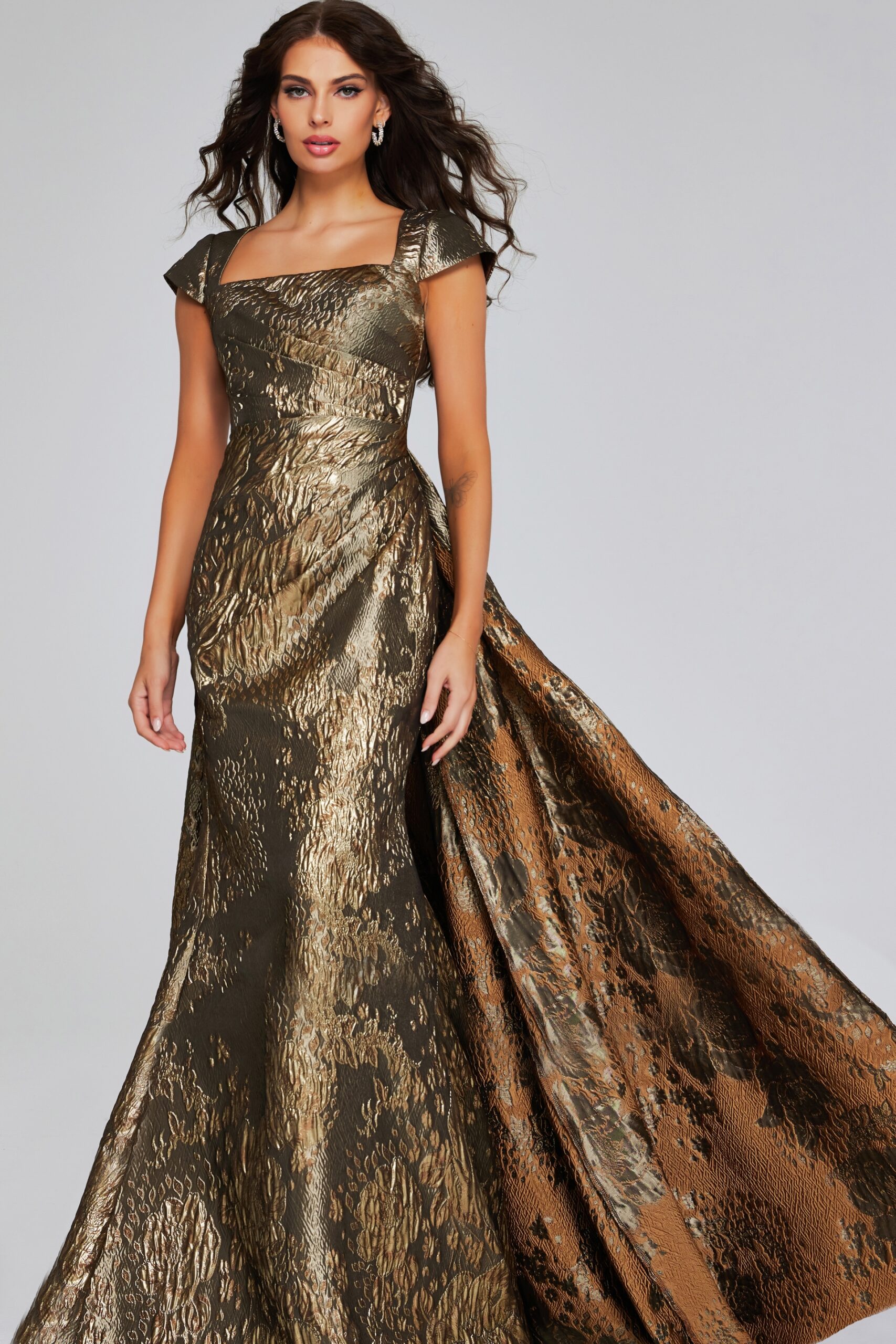 Jovani 40295 Long Metallic A Line Formal Evening Dress
