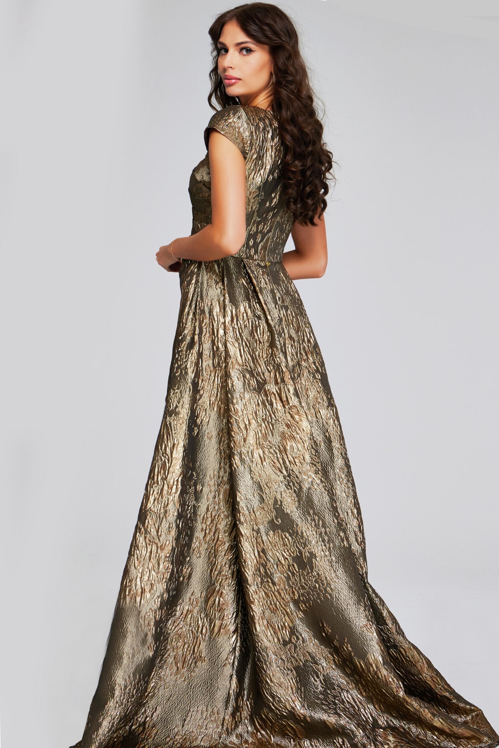 Jovani 40295 Long Metallic A Line Formal Evening Dress