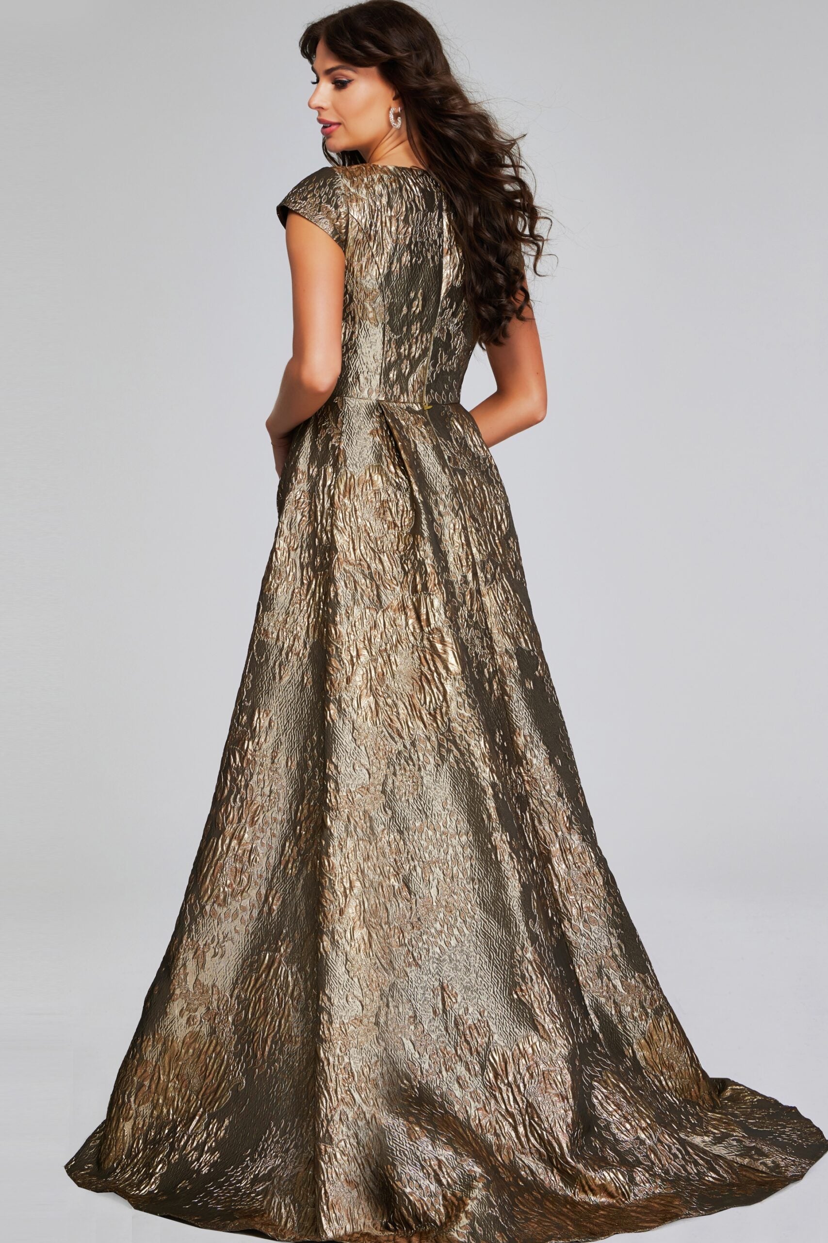 Jovani 40295 Long Metallic A Line Formal Evening Dress