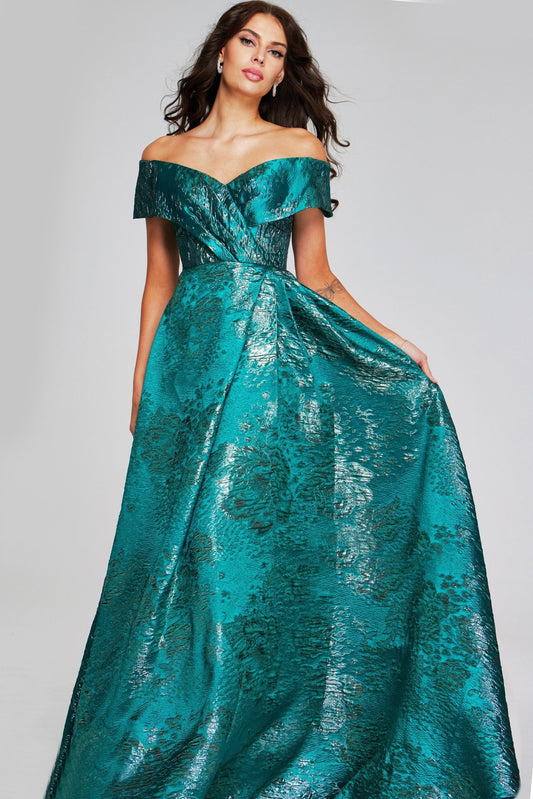 Formal Dresses Metallic Long Ball Gown Pleated Evening Formal Dress Green