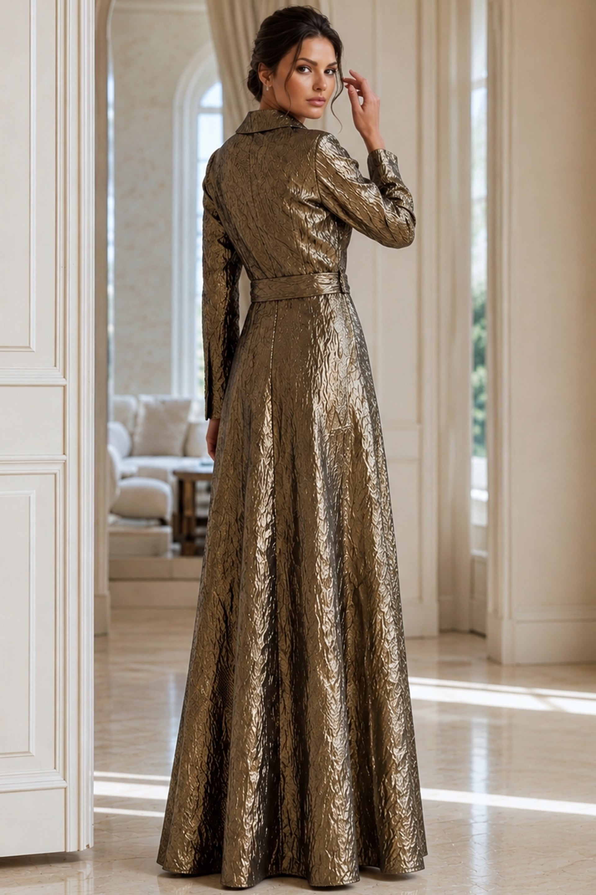 V-Neck Floor-Length Mikado Evening A-Line Jovani 40297