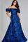 Formal Dresses Printed Long Ball Gown Metallic Formal Evening Prom Dress Royal/Black