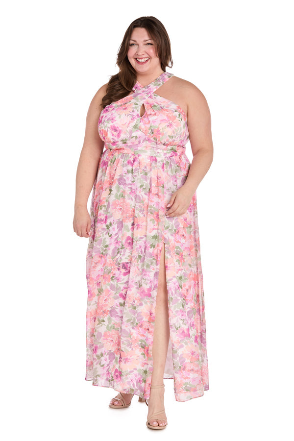 Floral Print Plus Size Dress Long Formal Maxi R&M Richards 4031W