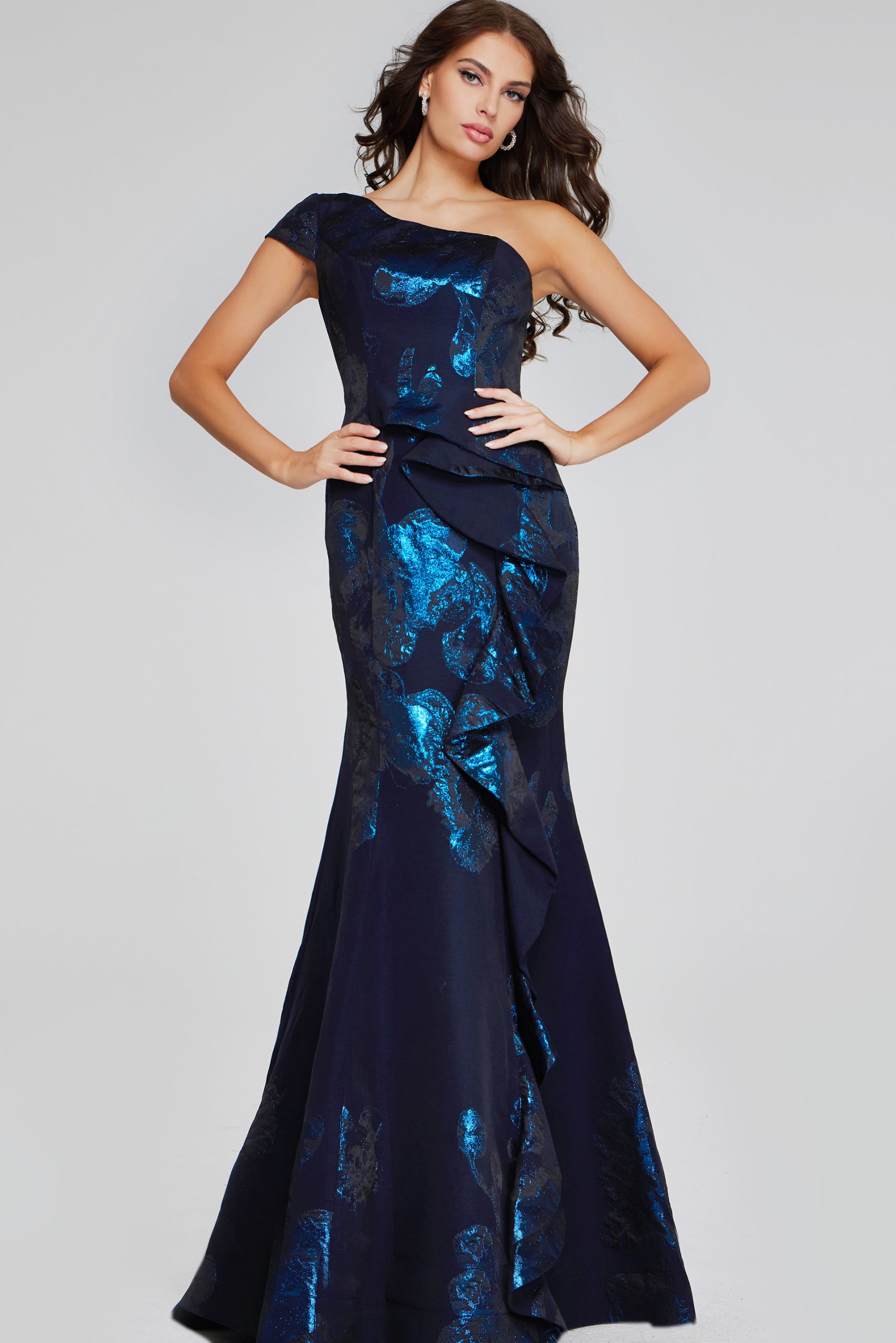 Prom Dresses Long Mermaid Formal Metallic Evening Prom Dress Navy