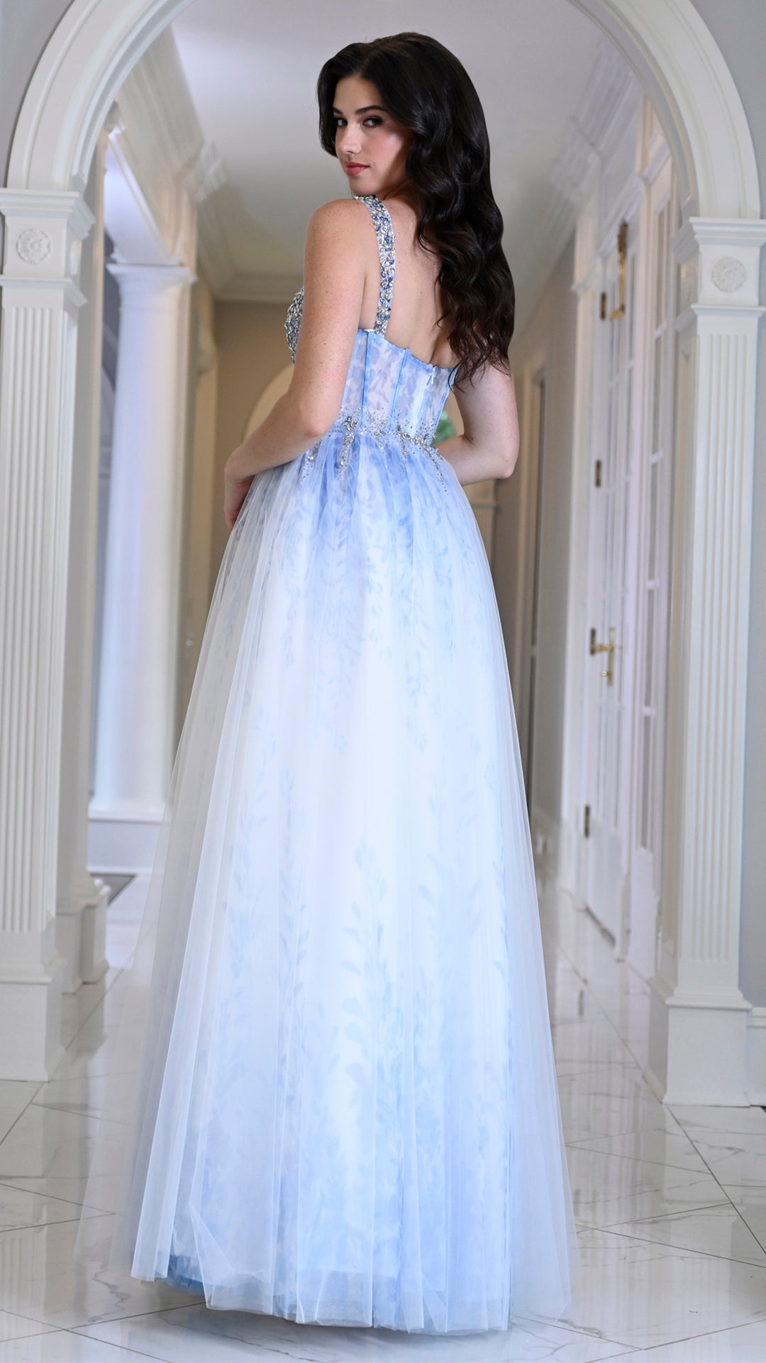 Square Floor-Length Tulle Formal A-Line Colors 4033