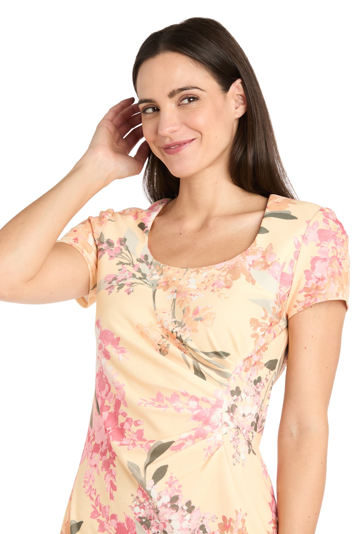 Cocktail Dresses Pleated Short Cocktail Printed Petite Dress Yellow