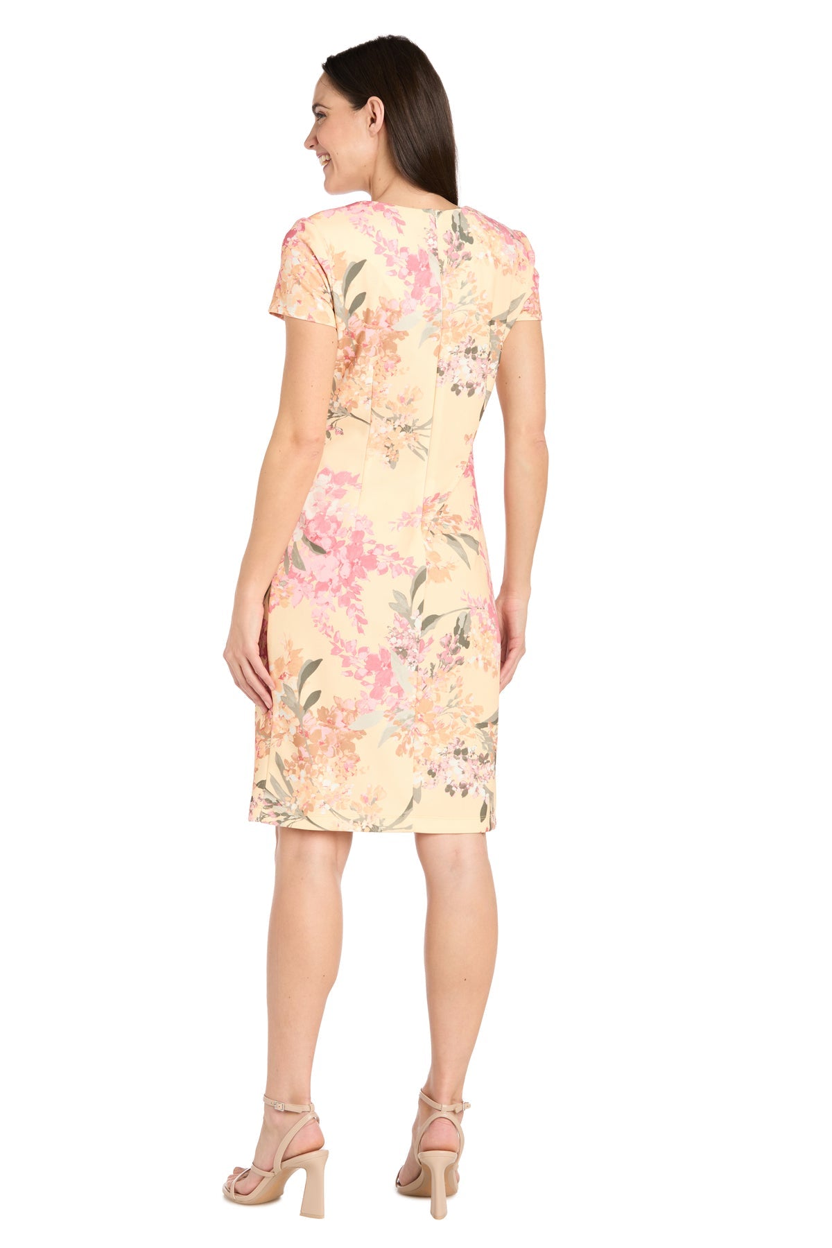 R&M Richards 4034P Pleated Short Cocktail Printed Petite Dress