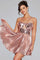 Cocktail Dresses Short Pleated Sequin A Line Cocktail Dress Rose