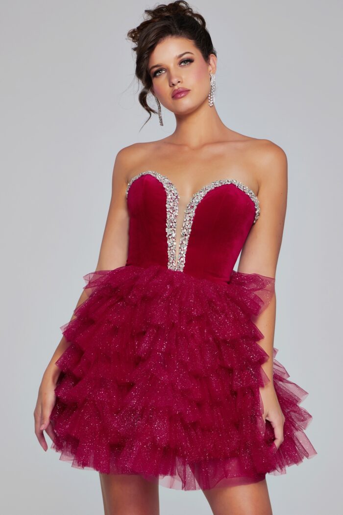 Jovani 40352 Homecoming Velvet Short Cocktail Dress