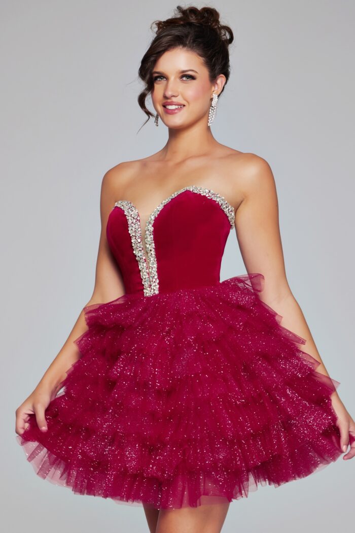 Jovani 40352 Homecoming Velvet Short Cocktail Dress