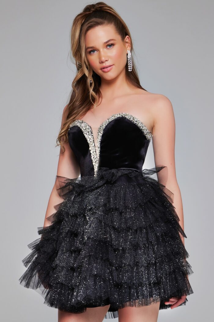 Jovani 40352 Homecoming Velvet Short Cocktail Dress
