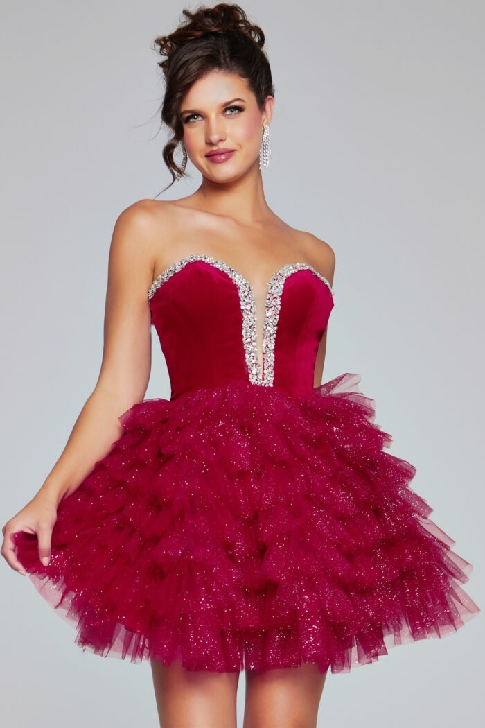 Jovani 40352 Homecoming Velvet Short Cocktail Dress