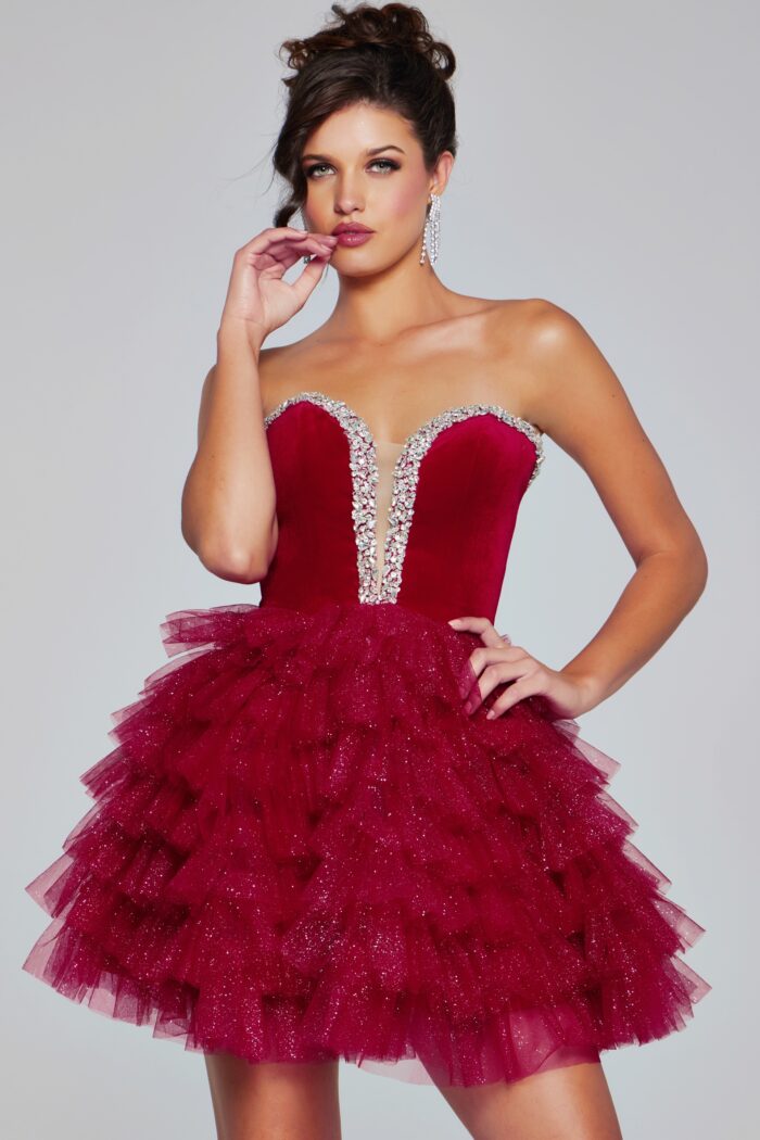 Jovani 40352 Homecoming Velvet Short Cocktail Dress