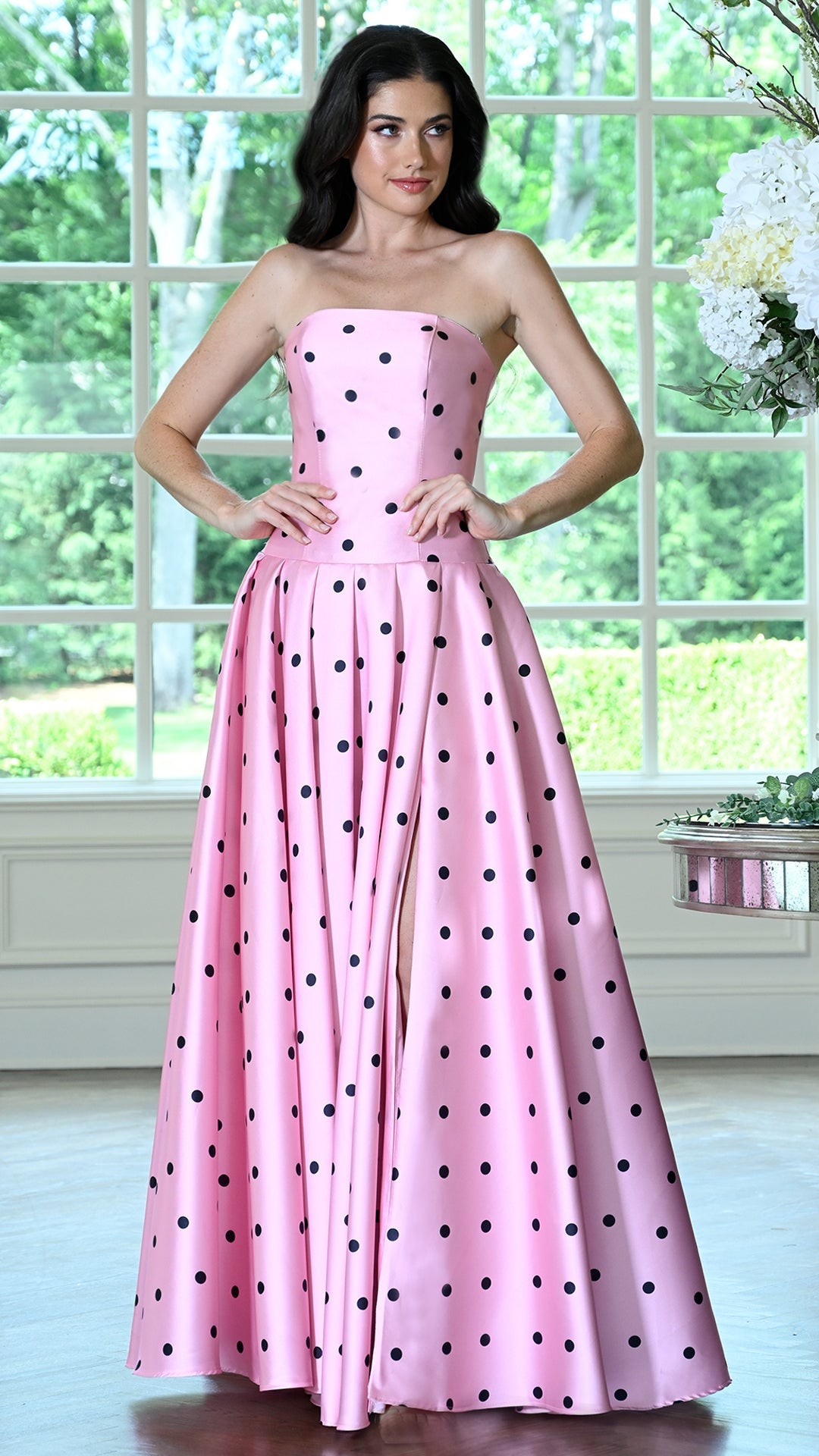 Strapless Straight Neck Floor-Length Satin Occasion Ball Gown Colors 4035