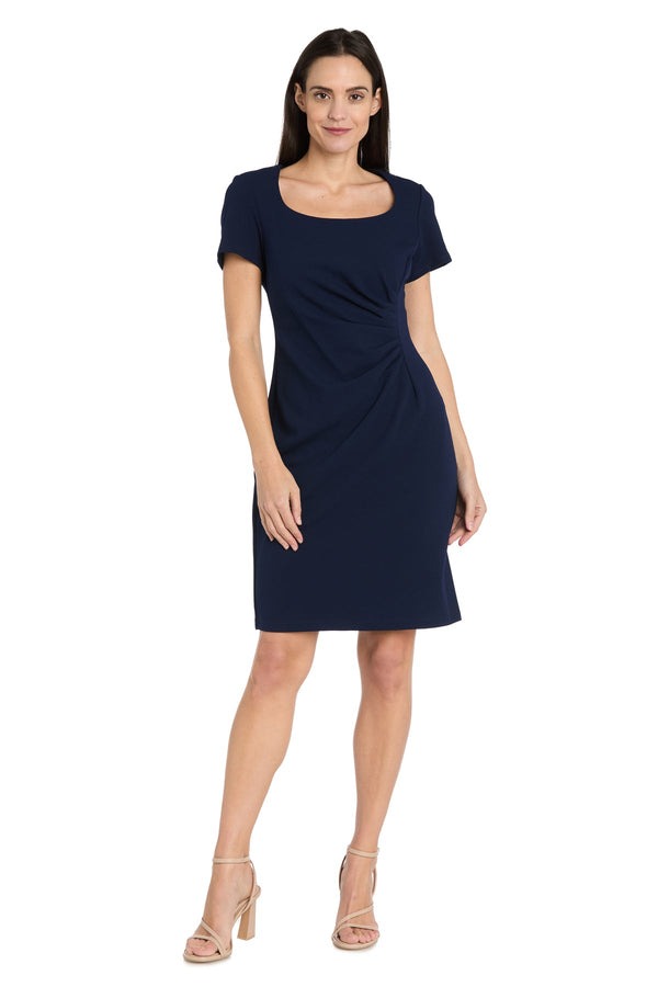 Pleated Short Dress Cocktail Fitted R&M Richards 4035