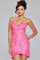 Cocktail Dresses Fitted Short Lace Beaded Cocktail Dress Neon-Pink