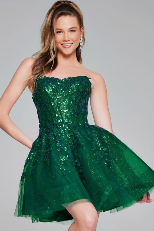 Cocktail Dresses Fitted Short Sequin Cocktail Dress Emerald