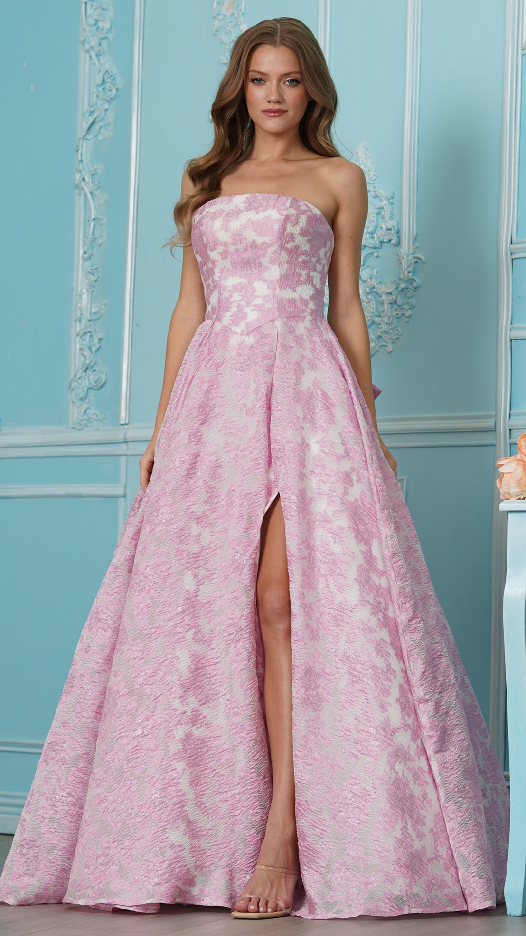 Strapless Straight Neck Floor-Length Lace Formal A-Line Colors 4039