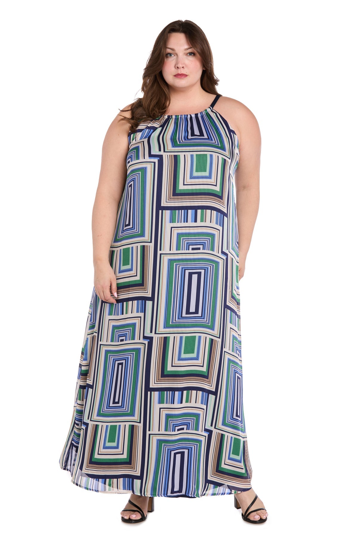 R&M Richards 4041W Long Printed Plus Size Maxi Dress