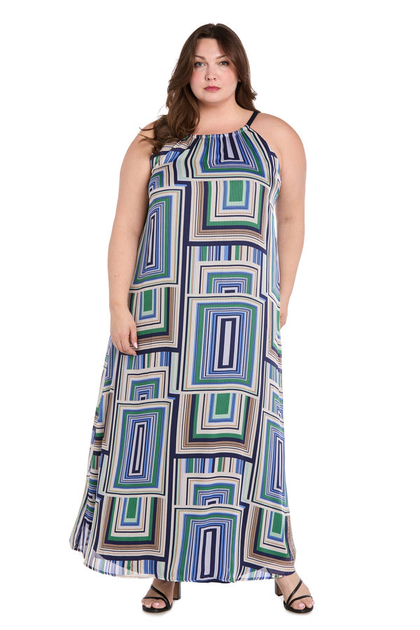 Long Printed Plus Size Dress Maxi R&M Richards 4041W