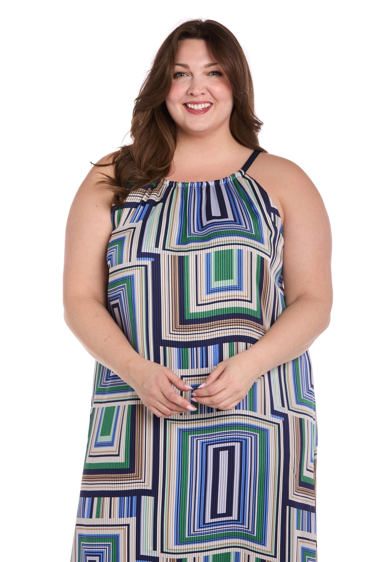 R&M Richards 4041W Long Printed Plus Size Maxi Dress
