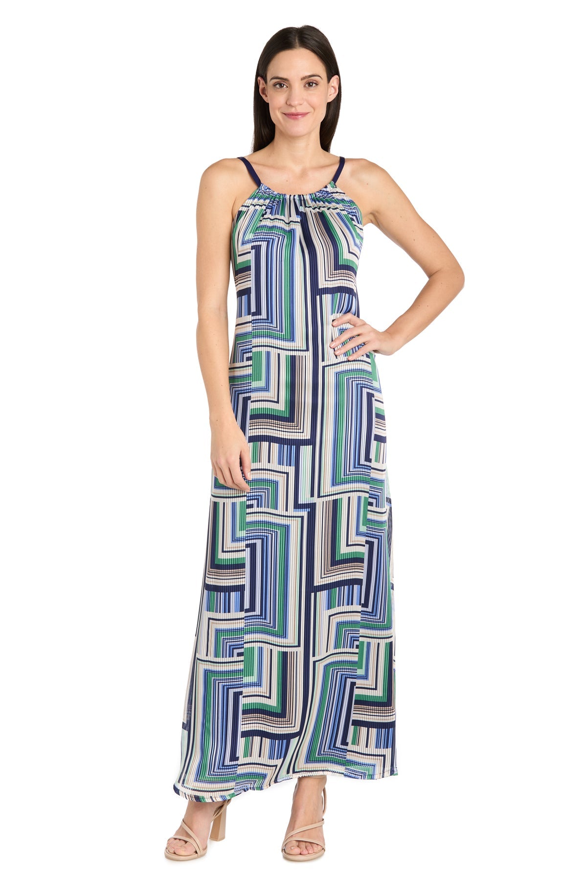 R&M Richards 4041P Long Printed Petite Maxi Dress