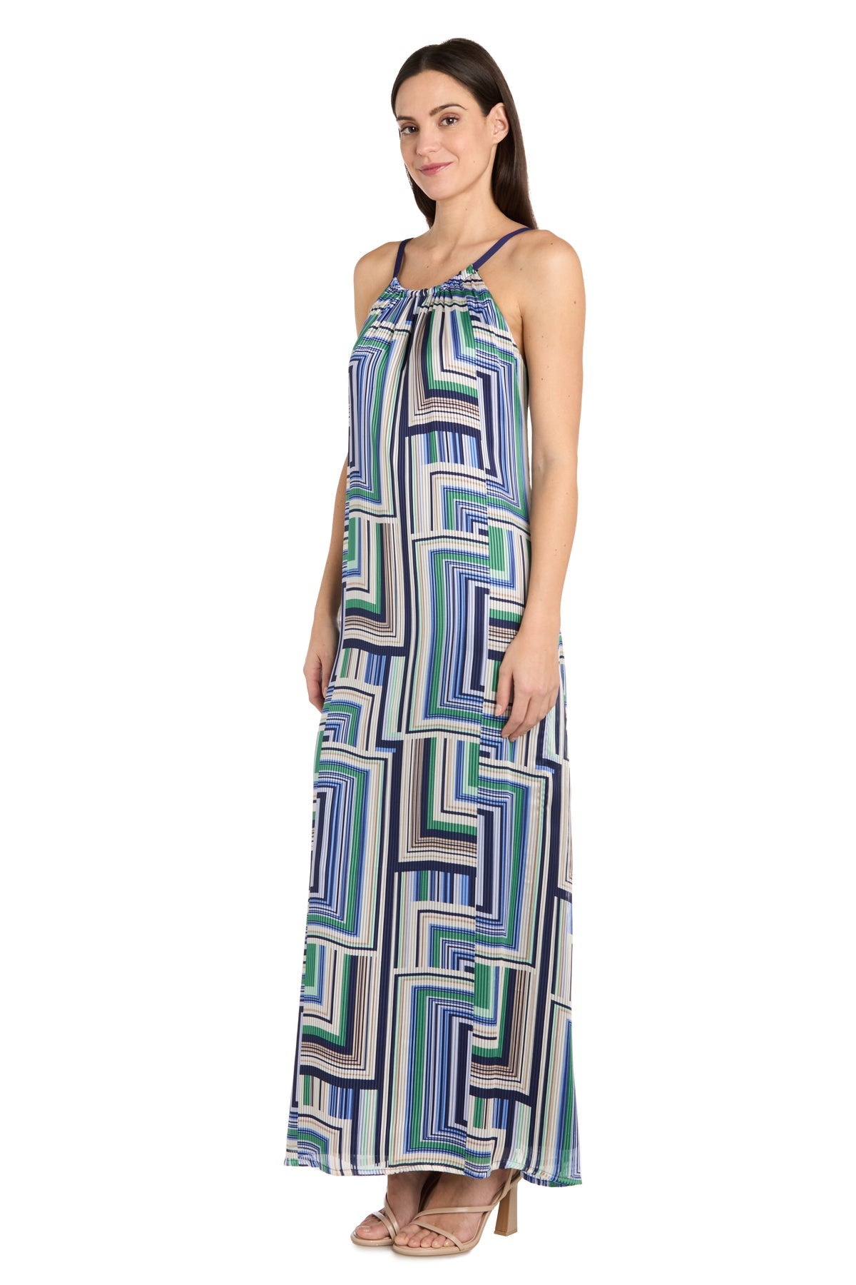R&M Richards 4041P Long Printed Petite Maxi Dress