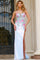 Prom Dresses Fitted Long Floral Slit Formal Prom Dress Blue