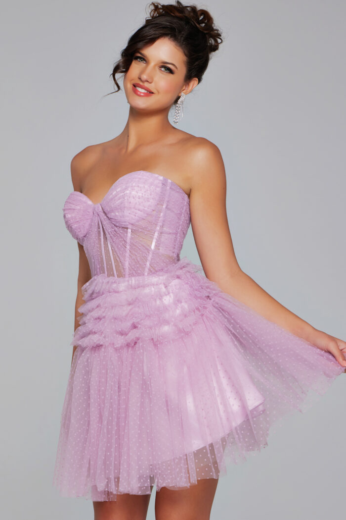 Cocktail Dresses A Line Ruched Short Cocktail Dress Lilac