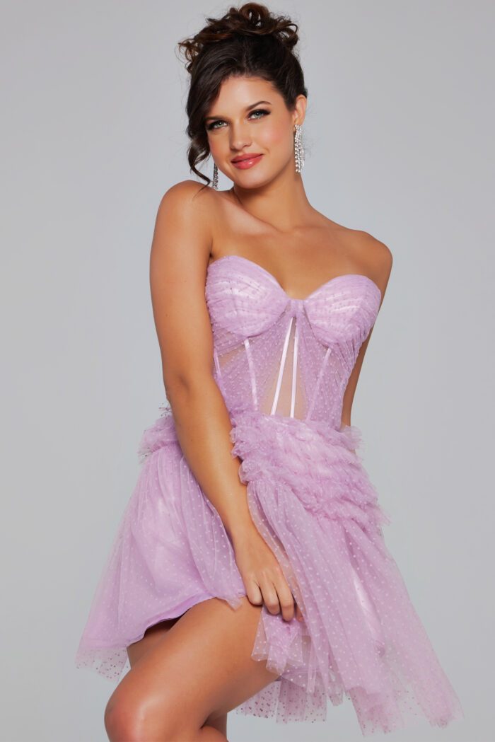 Cocktail Dresses A Line Ruched Short Cocktail Dress Lilac