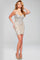 Cocktail Dresses Short Fitted Beaded Sequin Cocktail Dress Silver/Nude