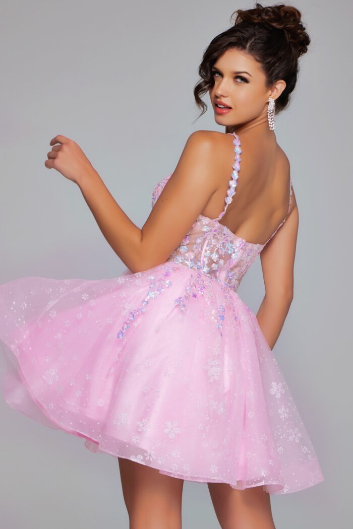 Jovani 40501 A Line Short Sequin Cocktail Dress