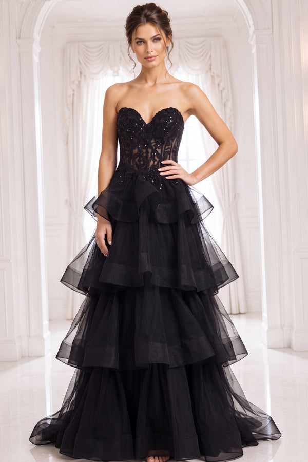 Sweetheart Floor-Length Tulle Prom Ball Gown Jovani 40502