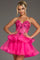 Cocktail Dresses Homecoming Tiered Mini Short Cocktail Dress Hot-Pink