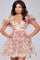 Cocktail Dresses Printed Ruffle A Line Short Floral Cocktail Dress  Champagne